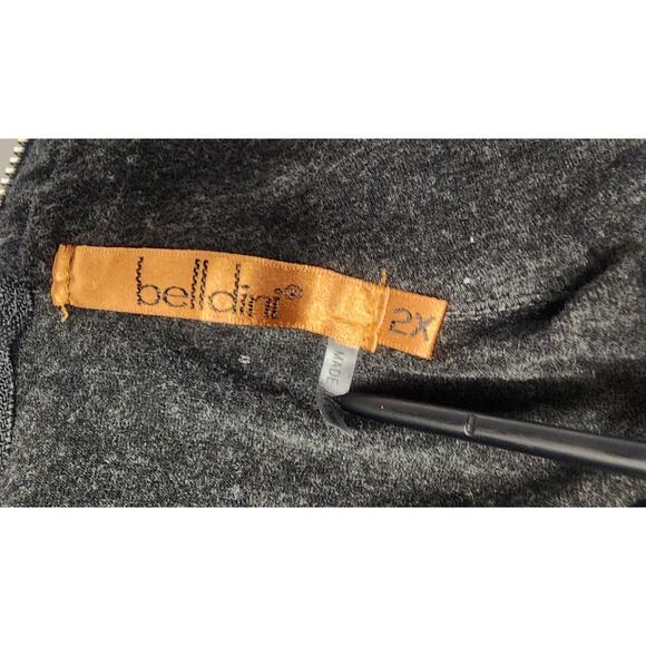 Belldini Stretch Embellished 3/4 Sleeves Tunic Gray Top Blouse Hanky Hem 2X - Picture 9 of 10